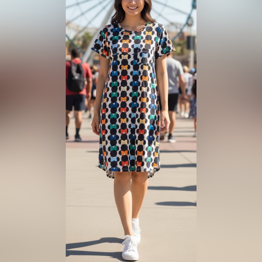 Lularoe minni mouse disney acarly graphic long drees size large festival travel